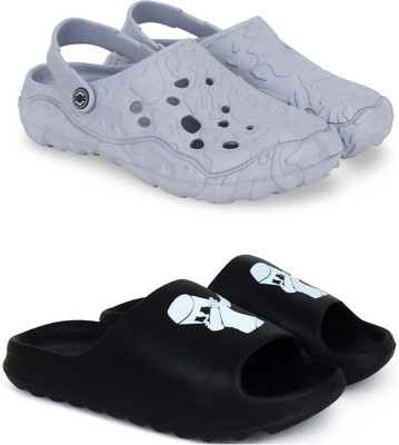 Pampy Angel Men Clogs(Grey, Black , 10)