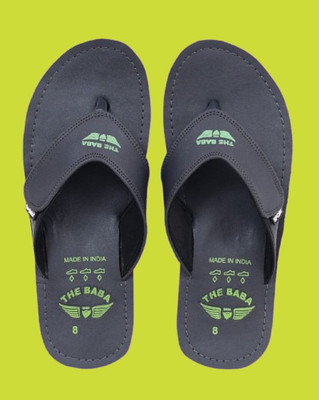 THE BABA Men Flip Flops(Black , 8)