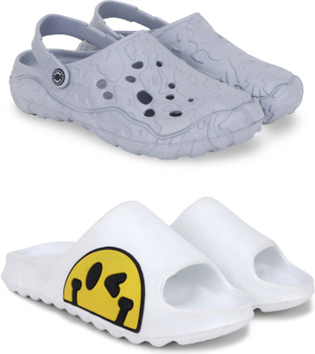 Kapani Fashion Men Slippers(Grey, White , 8)