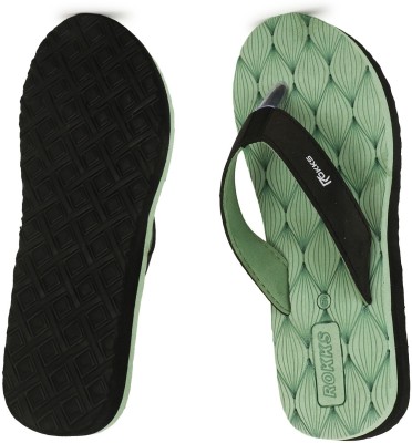 ROKKS Men Flip Flops(Green , 5)