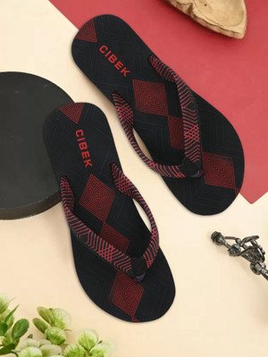 CIBEK Women Slippers(Navy, Red , 6)