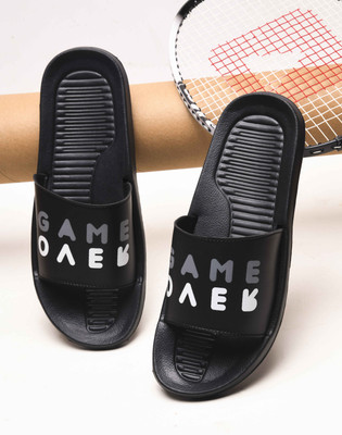 Shoe Mate Men Slides(Black , 8)
