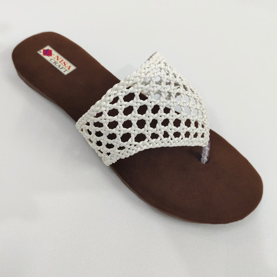 Nisa Craft Women Flip Flops(Off White , 8)