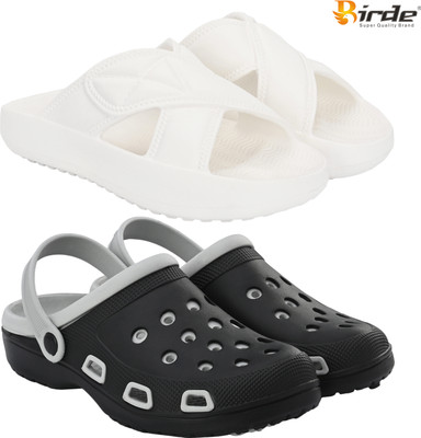 Birde Men Sandals(White, Black , 7)