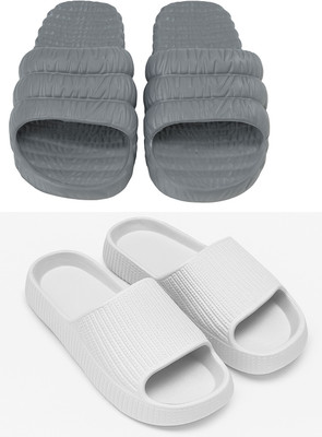 COMFORT PLUS Men Slides(Grey, Grey , 9)