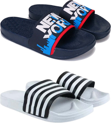 Pennen Men Slippers(White, Blue , 9)