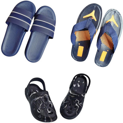 BLIBBERS Men Slippers(Blue, Blue, Black , 8)