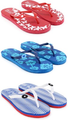 PKKART Women Slippers(Red, Navy, White , 8)