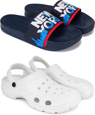 Pennen Men Slippers(White, Blue , 10)
