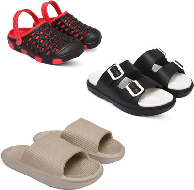 Acorn Men Slides(Red, Black, Beige , 10)