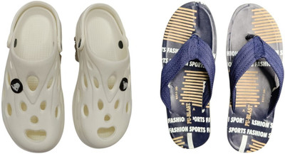 BLIBBERS Men Slippers(White, Blue , 9)