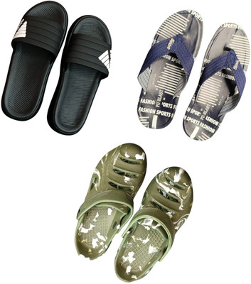 BLIBBERS Men Slippers(Black, Blue, Green , 9)