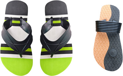 skyflip Men Slides(Green, Brown , 9)