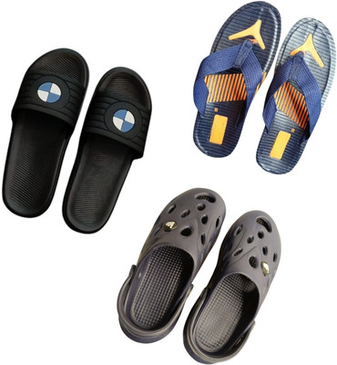 BLIBBERS Men Slippers(Black, Blue, Black , 7)