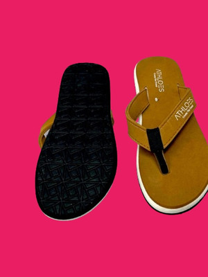 ATHLOES Women Flip Flops(Brown , 8)