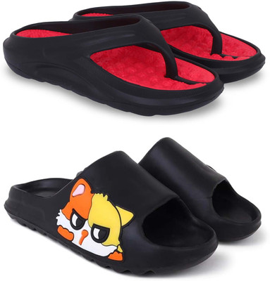 KAPYANSH Men Slippers(Red, Black , 8)