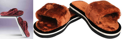 rexizone Women Slides(Maroon, Brown , 6)