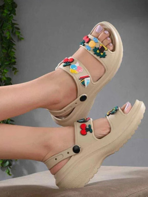 Deals4you Women Slides(Beige , 8)