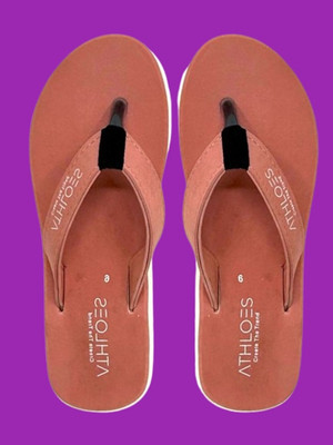 ATHLOES Women Flip Flops(Beige , 7)