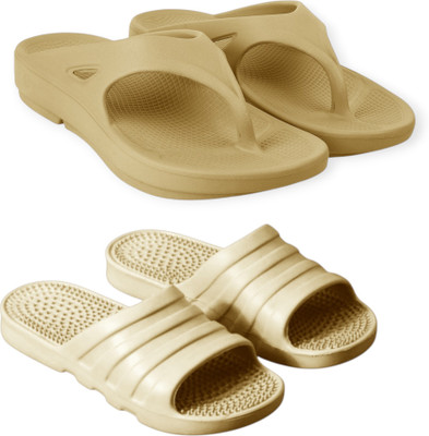 Feel alive Men Slides(Beige, Beige , 9)