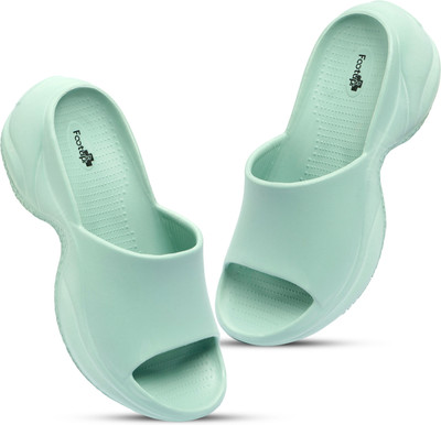 Footup Women Flip Flops(Green , 7)