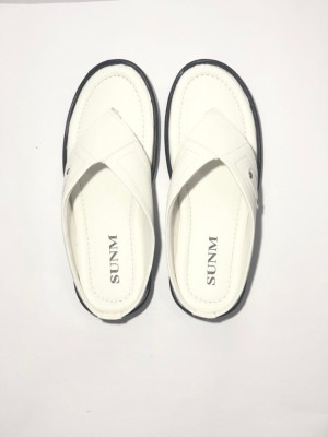 SUNM Men Slippers(White , 6)