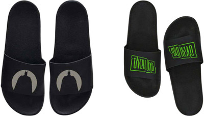nvisan Men Slides(Grey, Green, Black , 9)