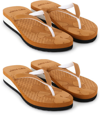 TWO SOFT Women Combo Pack Of 2 Stylish Casual Light & Soft Comfortable Daily Wear Flip Flops(Multicolor , 7)