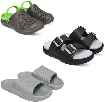 Acorn Men Slides(Green, Grey, Silver, Black , 7)