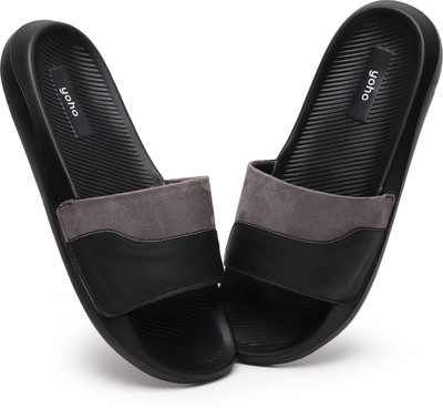 yoho Men Slides(Black , 7)