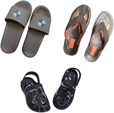 BLIBBERS Men Slippers(Grey, Black, Black , 7)