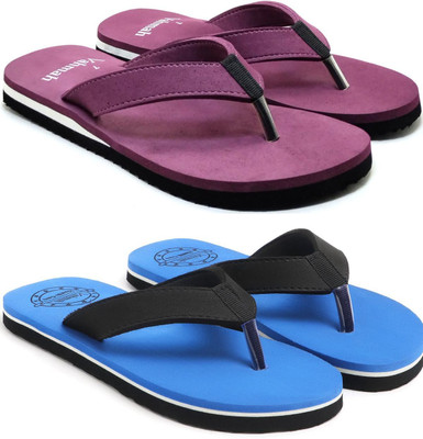 VAHMAH Women Slippers(Maroon, Blue , 5)