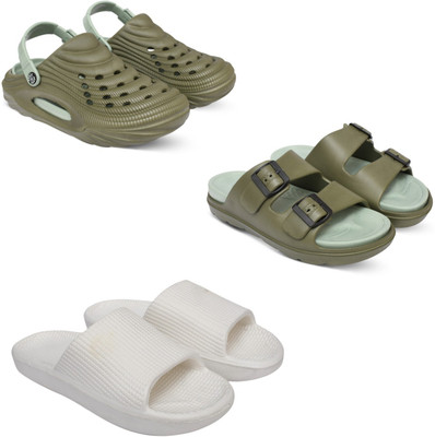 Acorn Men Slides(Olive, Olive, White , 7)