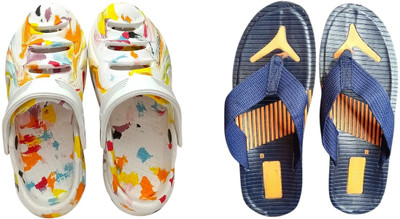 BLIBBERS Men Slippers(Blue, White , 7)