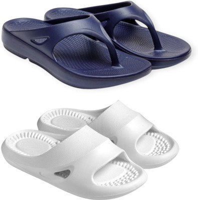Feel alive Men Slippers(Blue, White , 9)