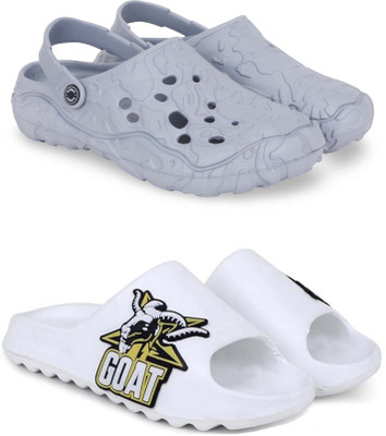 Pampy Angel Men Clogs(Grey, White , 6)