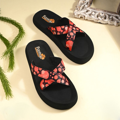 Footup Women Newlaunch|Diabetic|Orthopedic|Lightweight|Antiskid|Fashionable Flip Flops(Black , 9)