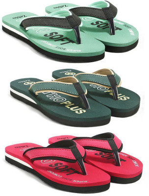 zebio Women Slippers(Green, Black, Green, Yellow, Red, Black , 4)