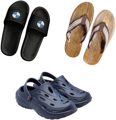 BLIBBERS Men Slippers(Black, Brown, Navy , 9)