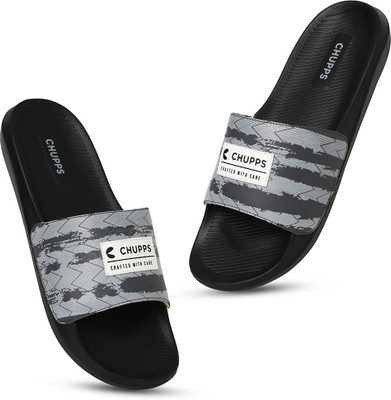 Chupps Men Traction Black/Grey Women's Comfortable Slides & Flip Flop Slides(Grey , 8)