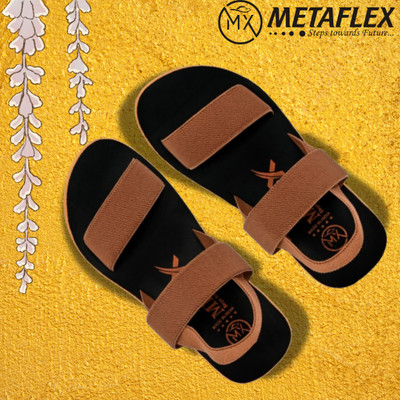 metaflex Men Slippers(Tan, Black , 9)