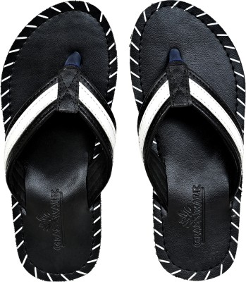 GRASS WALK Men Flip Flops(Black, White , 7)