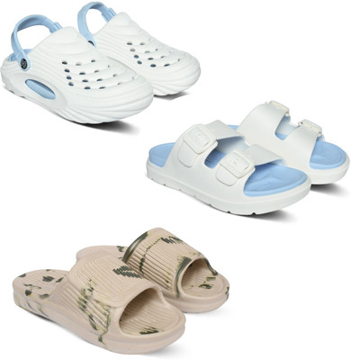 Acorn Men Slides(White, Blue, Beige , 8)