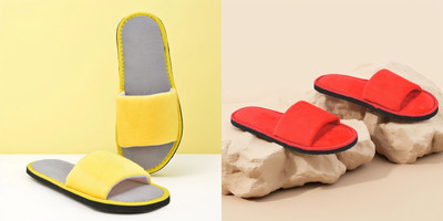 Y key Women Flip Flops(Red, Yellow , 4)
