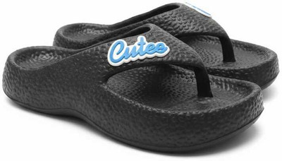 Jeshk Women Flip Flops(Black , 7)