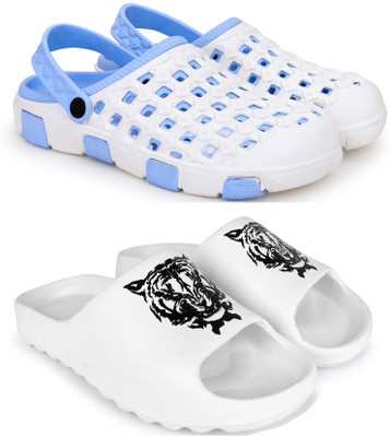 Kapani Fashion Men Slippers(Blue, White , 8)