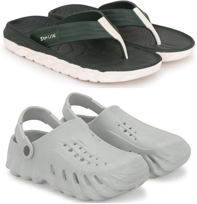 Kapani Fashion Men Slippers(Green, Grey , 7)