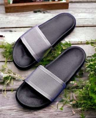 Kapani Fashion Men Slides(Grey, Black , 9)
