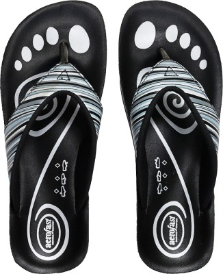 AeroFast Women Flip Flops(Black , 3)