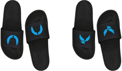 nvisan Men Slides(Blue, Black , 6)